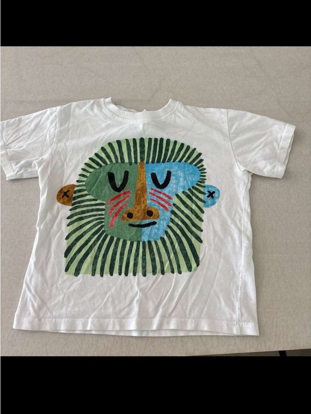 Zara White Tee with Colorful Lion Face Graphic